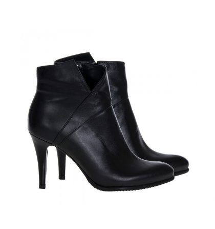 Botine negre piele varf ascutit