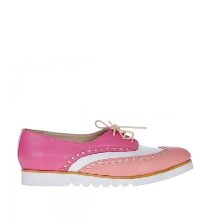 pantofi oxford piele roz