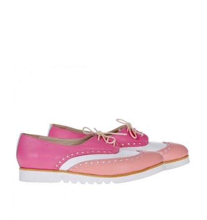 pantofi oxford piele roz