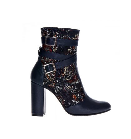 Botine bleumarin imprimeu floral