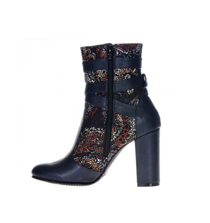 Botine bleumarin imprimeu floral