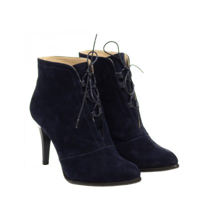 Botine bleumarin piele intoarsa siret