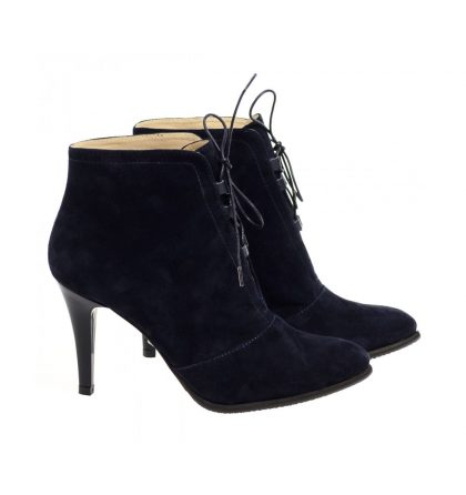 Botine bleumarin piele intoarsa siret