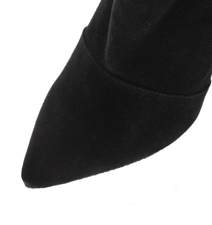 Botine dama negre toc gros piele intoarsa