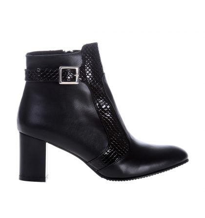 Botine negre dama piele imprimeu sarpe