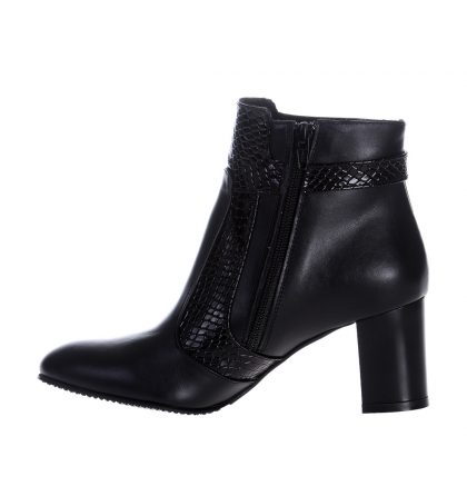 Botine negre dama piele imprimeu sarpe