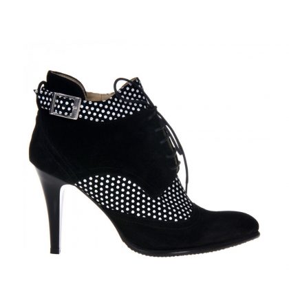 Botine negre piele intoarsa buline