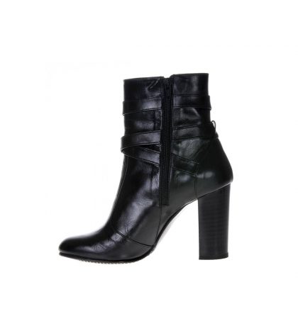 Botine negre piele toc gros