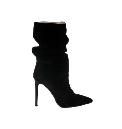 Botine negre stiletto piele intoarsa