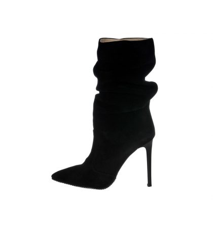 Botine negre stiletto piele intoarsa