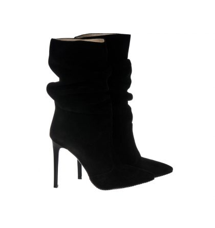 Botine negre stiletto piele intoarsa