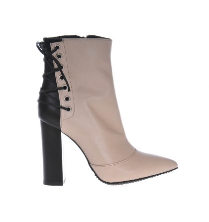 Botine nude piele naturala insertii negre