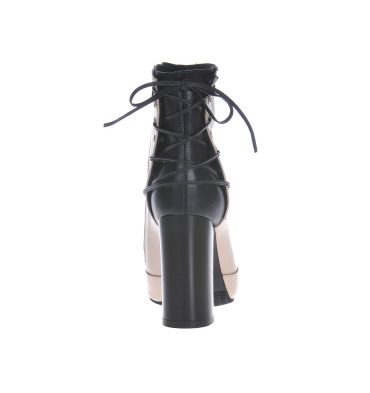 Botine nude piele naturala insertii negre