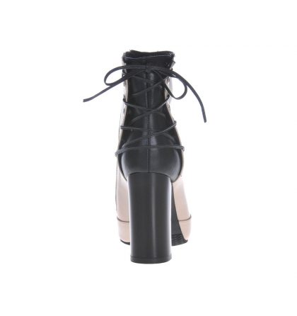 Botine nude piele naturala insertii negre