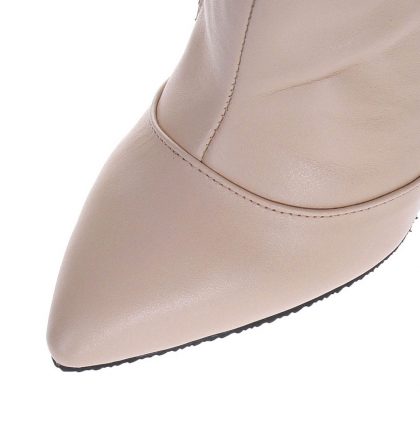 Botine nude piele naturala insertii negre
