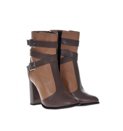 Botine piele grej cappuccino