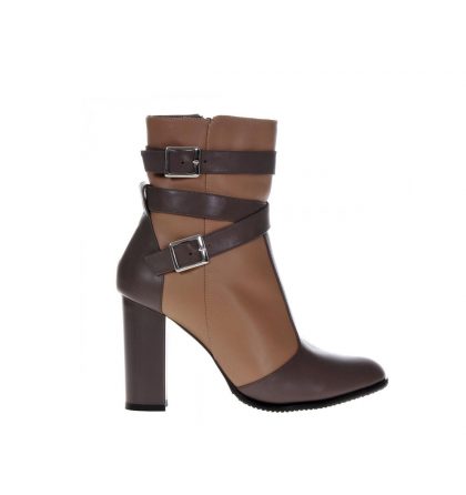 Botine piele grej cappuccino