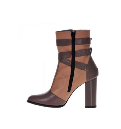 Botine piele grej cappuccino