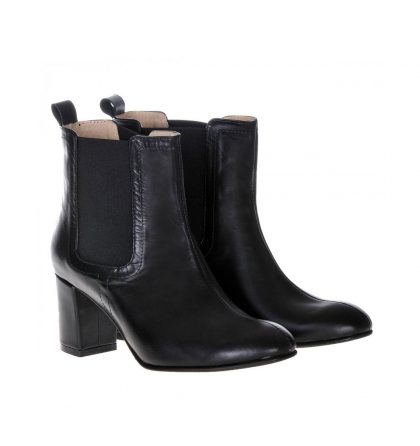 Botine piele neagra elastic