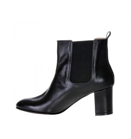 Botine piele neagra elastic