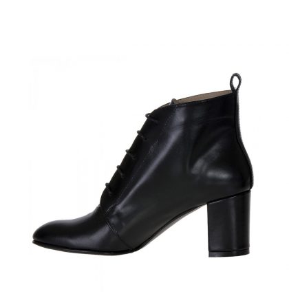 Botine piele neagra toc gros