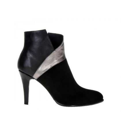 Botine piele negru argintiu