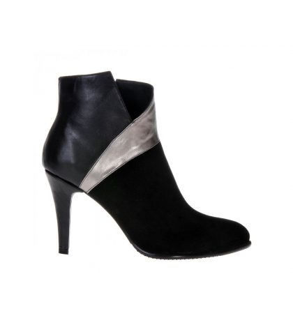 Botine piele negru argintiu