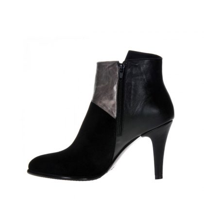 Botine piele negru argintiu