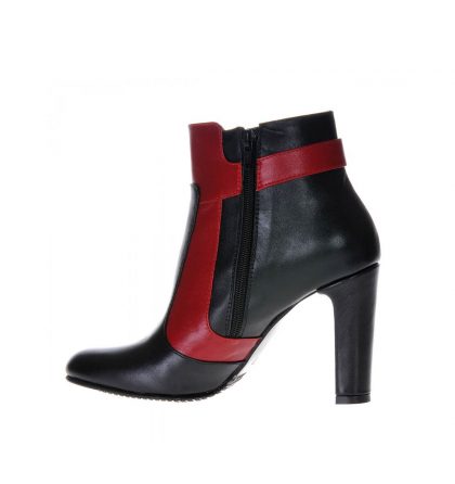 Botine piele negru rosu