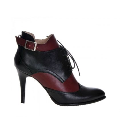 Botine piele negru visiniu