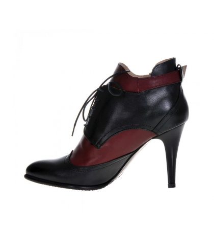 Botine piele negru visiniu