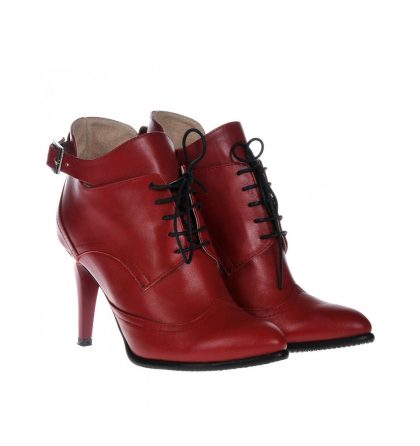 Botine rosii piele catarama