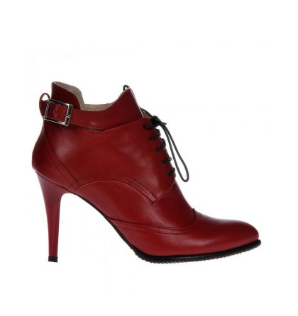 Botine rosii piele catarama