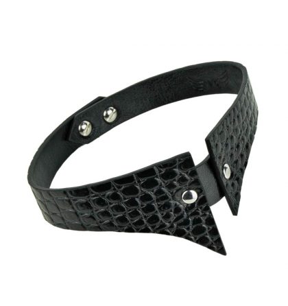 Choker negru piele imprimeu croco