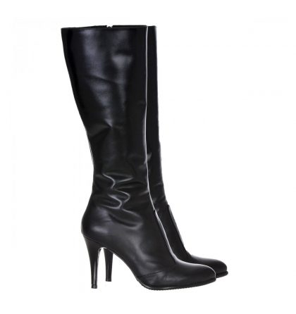 Cizme stiletto negre piele