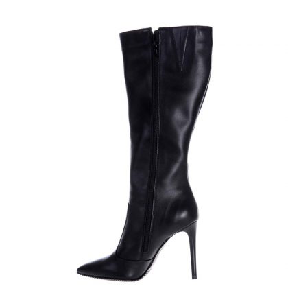 Cizme stiletto negre piele naturala