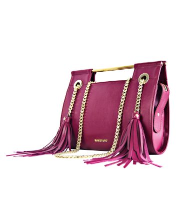 Clutch magenta piele naturala