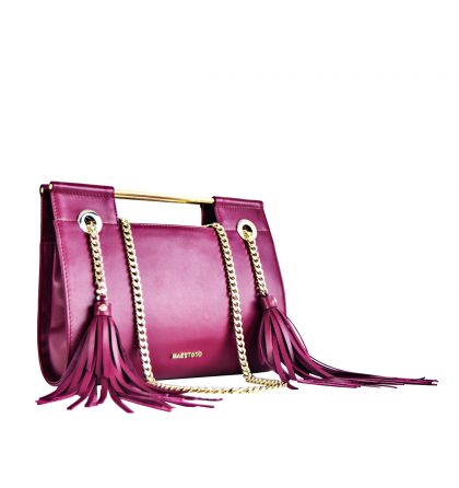 Clutch magenta piele naturala