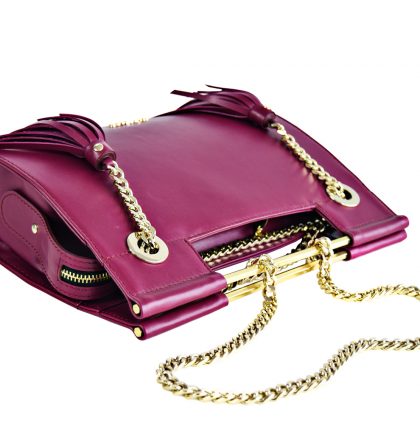 Clutch magenta piele naturala