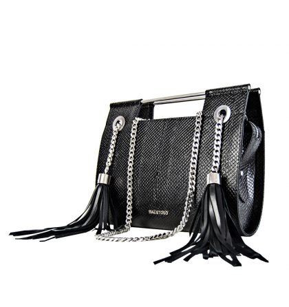 Clutch piele negru croco