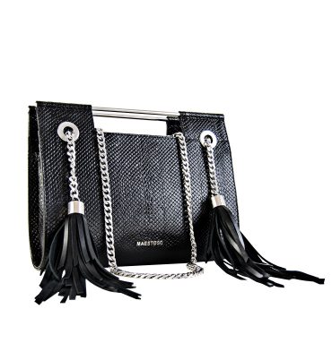 Clutch piele negru croco