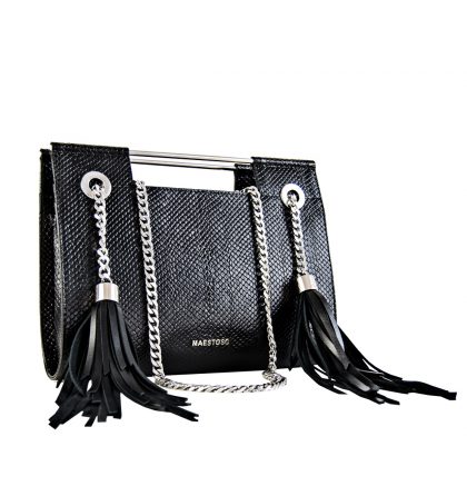 Clutch piele negru croco