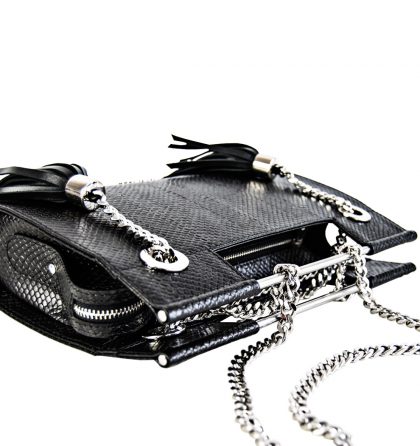 Clutch piele negru croco