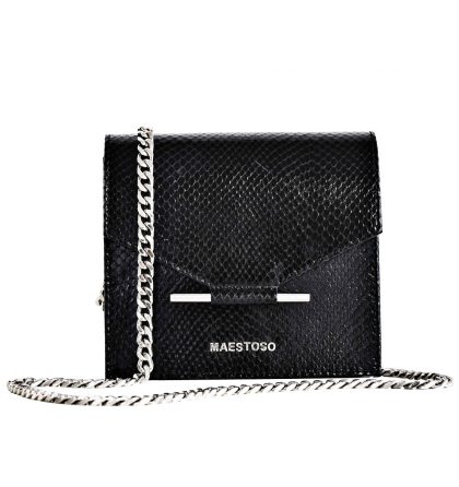 Geanta mica piele negru croco