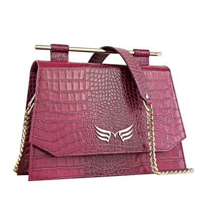 Geanta piele magenta croco