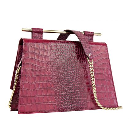 Geanta piele magenta croco