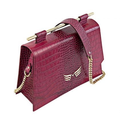 Geanta piele magenta croco