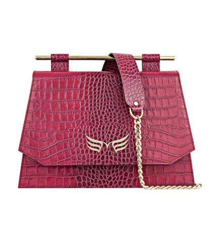 Geanta piele magenta croco