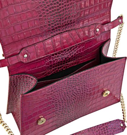 Geanta piele magenta croco