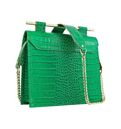 Geanta piele verde croco